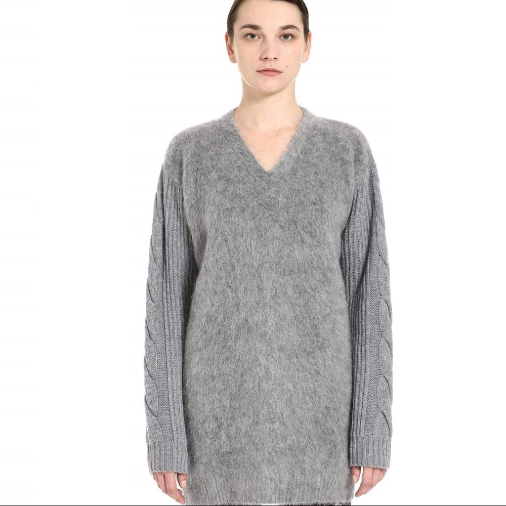 NWT $998 MAX MARA Piera Wool-mohair Sweater In Grey